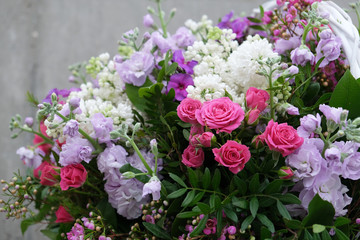 Bouquet of delicate, bright, different colors.