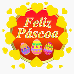 Bright background Happy Easter. Colorful Happy Easter greeting card. Easter illustration with calligraphic greeting .