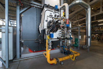 Modern boiler room equipment- high power boiler burner.