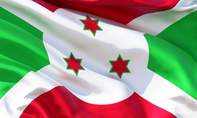 Realistic silk material Burundi waving flag, high quality detailed fabric texture. 3d illustration