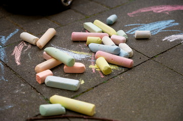 colored chalk on the floor