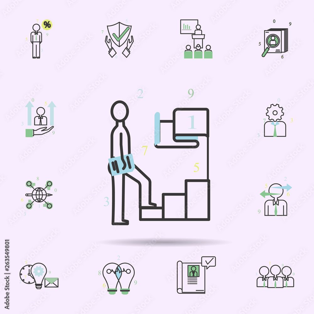 Poster climbing up colored icon. business icons universal set for web and mobile