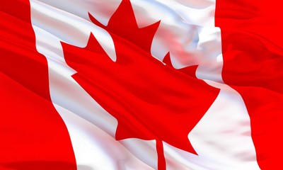 Realistic silk material Canada waving flag, high quality detailed fabric texture. 3d illustration