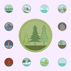 Oak colored in circle icon. landscapes icons universal set for web and mobile