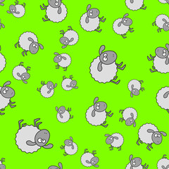 Lambs seamless pattern in cartoon style