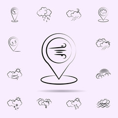 wind, pin icon. Weather icons universal set for web and mobile