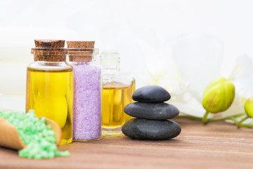 spa oils, salts and stones