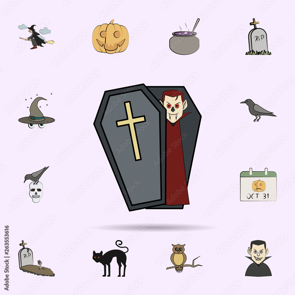 Poster dracula colored icon. halloween icons universal set for web and mobile