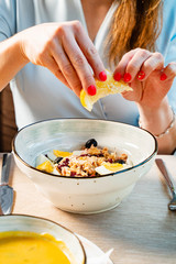 woman eating salad with tuna