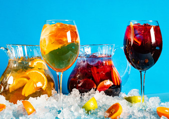 summer lemonades in the glasses