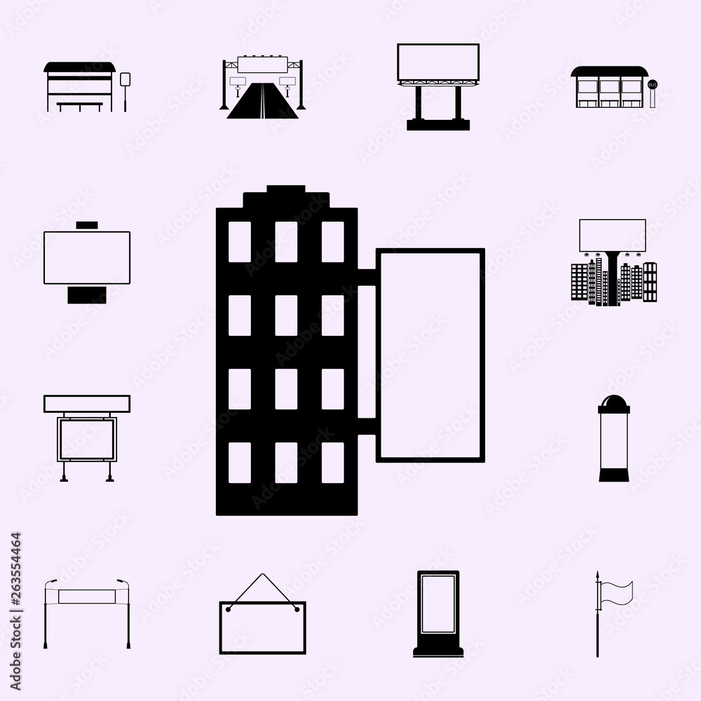 Poster billboard on building icon. billboards icons universal set for web and mobile