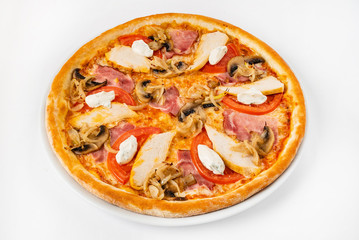 pizza on the white background