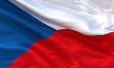 Realistic silk material Czech Republic waving flag, high quality detailed fabric texture. 3d illustration