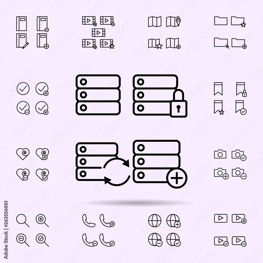 Poster server, lock, refresh, plus sign icon. web icons universal set for web and mobile