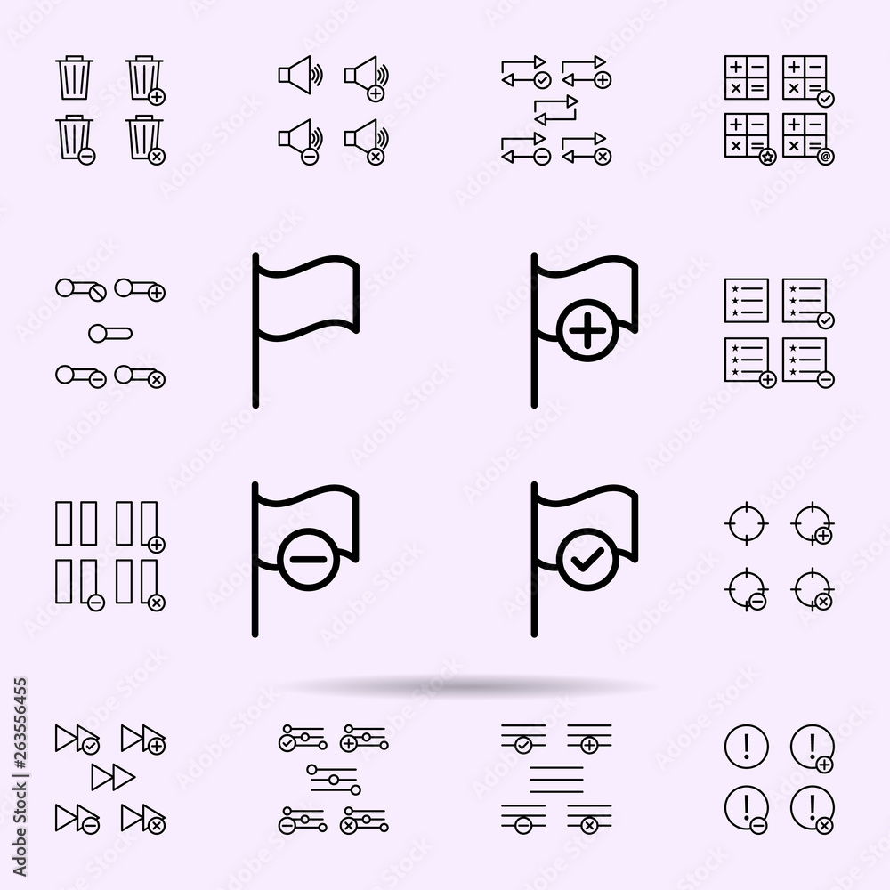 Poster flag, plus, check, minus sign icon. web icons universal set for web and mobile