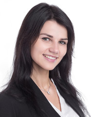 close up. portrait of smiling young business woman