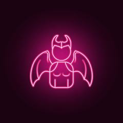 Avatar of the demon girl neon icon. Elements of Angel and demon set. Simple icon for websites, web design, mobile app, info graphics