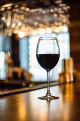 red wine glass in the restaurant
