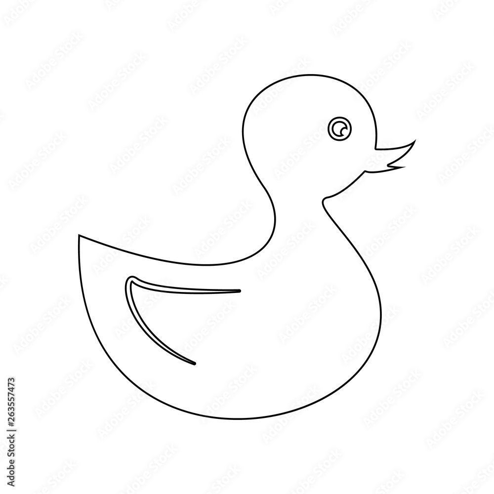 Poster rubber duck, baby toy icon. element of baby for mobile concept and web apps icon. outline, thin line