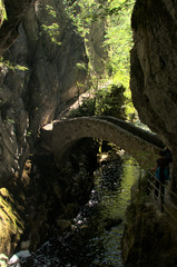 Naklejka premium Stone footbridge in the Gorges de l'Areuses, Switzerland