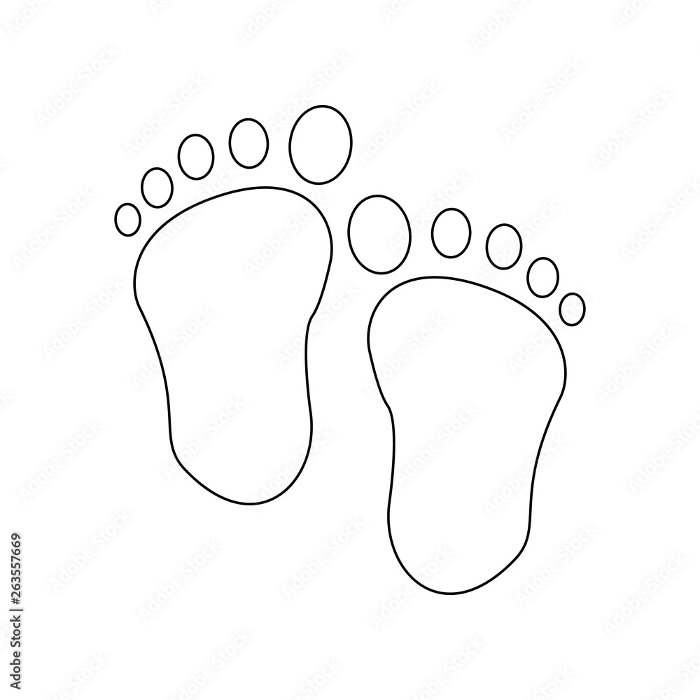 Poster traces of baby feet icon. element of baby for mobile concept and web apps icon. outline, thin line i