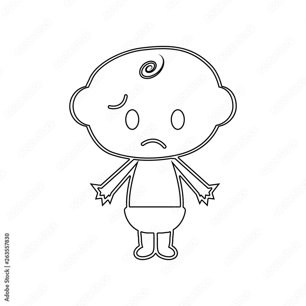 Aufkleber sad little baby child boy icon. element of baby for mobile concept and web apps icon. outline, thin 