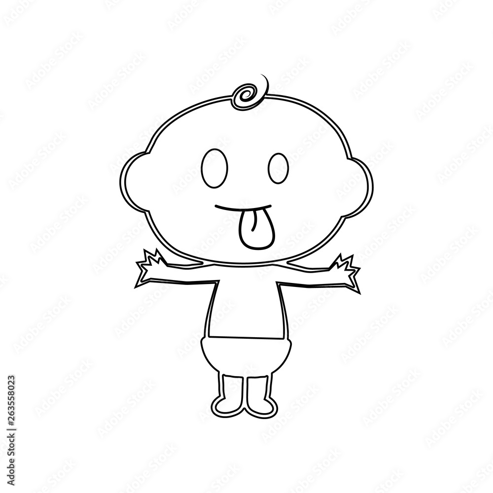 Poster happy tongue out baby boy icon. element of baby for mobile concept and web apps icon. outline, thin 