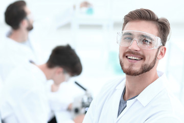 Fototapeta premium closeup.successful scientist on a light background