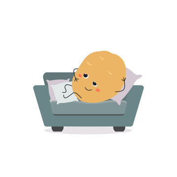 Couch potato funny cartoon character