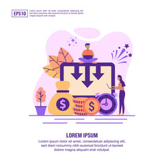 Vector illustration concept of cost reduction. Modern illustration conceptual for banner, flyer, promotion, marketing material, online advertising, business presentation