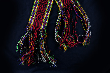 old Ukrainian embroidery in ornaments and patterns embroidered on a canvas