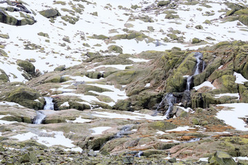 waterfalls by thaw in circus de gredos