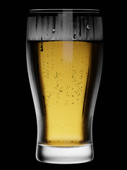 Beer in long glass.