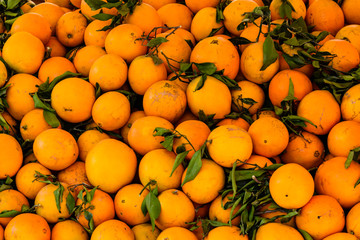 Background of the many fresh ripe orange fruits