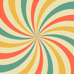 Sunrise sun rays in retro starburst style spiraling. Background template for circus posters. flat vector