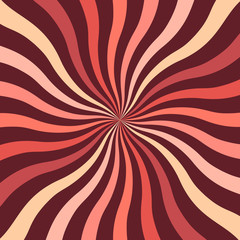 Bright retro background with wavy sunshine in modern colors of 2019. retro starburst style spiraling. flat vector
