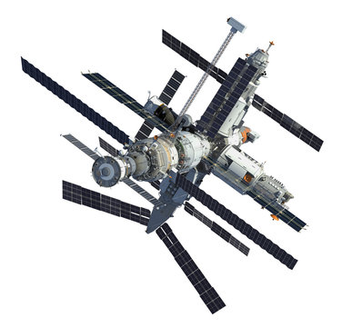 Russian Space Station Isolated Over White Background