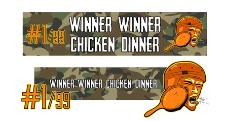 Pubg concept. Site header. Playerunknown’s battlegrounds. Battle royale game, Fortnite, Pubg.  Slogan - Winner winner chicken dinner. Vector Site header.