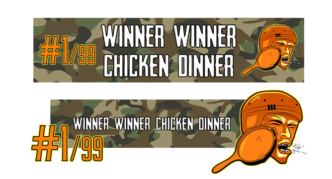 Pubg concept. Site header. Playerunknown’s battlegrounds. Battle royale game, Fortnite, Pubg.  Slogan - Winner winner chicken dinner. Vector Site header.