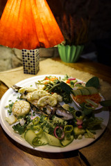 Baked trout in a cozy restaurant in Baltic states latvia