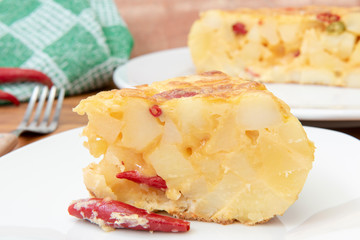 Tortilla De Patata Con Pimientos Picantes