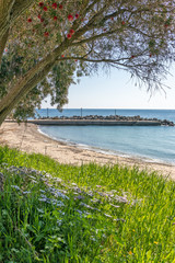 Panorama of resort of Loutra, Kassandra, Chalkidiki, Central Macedonia, Greece