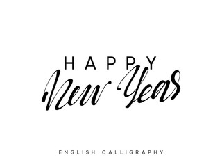 Text Happy New Year. Xmas calligraphy lettering