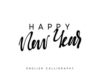 Text Happy New Year. Xmas calligraphy lettering
