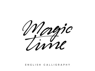 Text Magic time. Xmas hand drawn calligraphy lettering