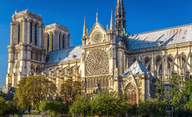 Notre Dame de Paris at sunset, France