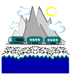 Obraz premium Illustration of the subject on a white background - red banner for the inscription