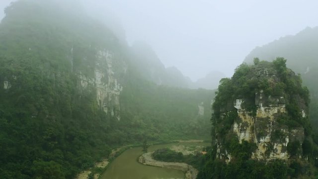 4k Aerial drone footage - Beautiful mountains and jungle of northern Vietnam.  Asia