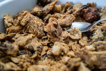 Heap of domestic salty fried pork greaves cvarci rustic deep fried crispy rind fried fat