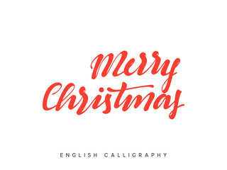 Fototapeta na wymiar Text Merry Christmas. Xmas hand drawn calligraphy lettering